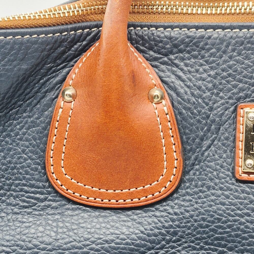 Dooney & Bourke Tote Bag Pebble Grain Leather Navy /Brown Red Lining #J12252621 - Picture 7 of 16